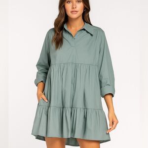 Listicle Oversized Tiered Ruffle Cotton Mini Dress/Tunic NWT Size Small Cottage